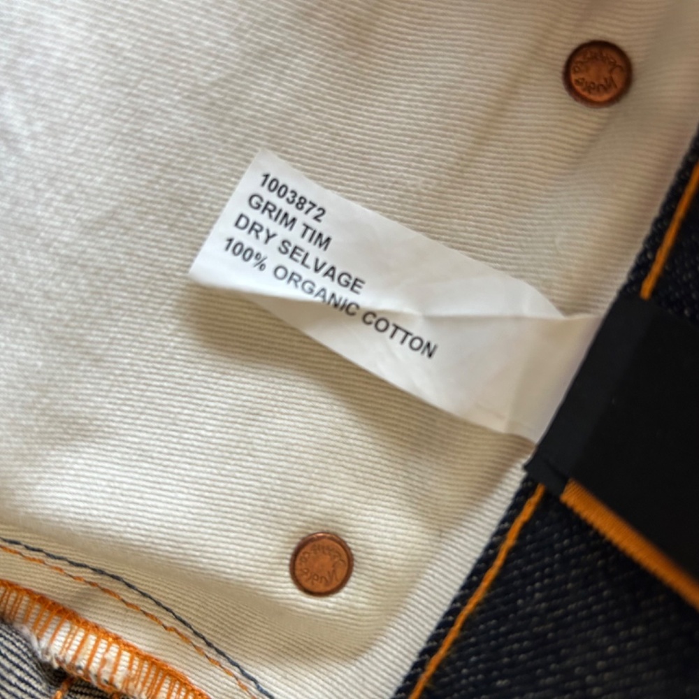 Nudie Jeans Grim Tim Dry Selvage Denim Organic Cotton W33 L32 NWOT - Picture 8 of 16